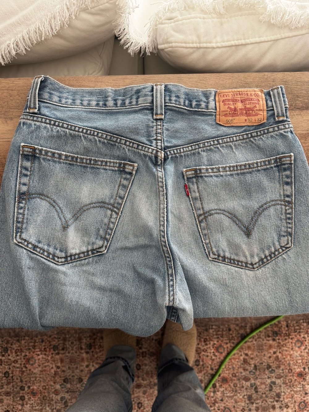 Levi's 505 Regular Fit 32x32 Light Blue Washed Denim Jeans